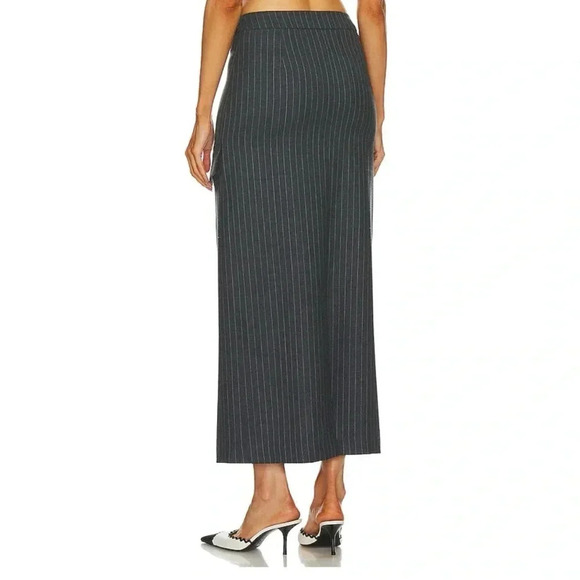 New Bec + Bridge Pine Maxi Skirt Cargo Wool Blend Revolve in Gray Pinstripe US 2 - Picture 4 of 13